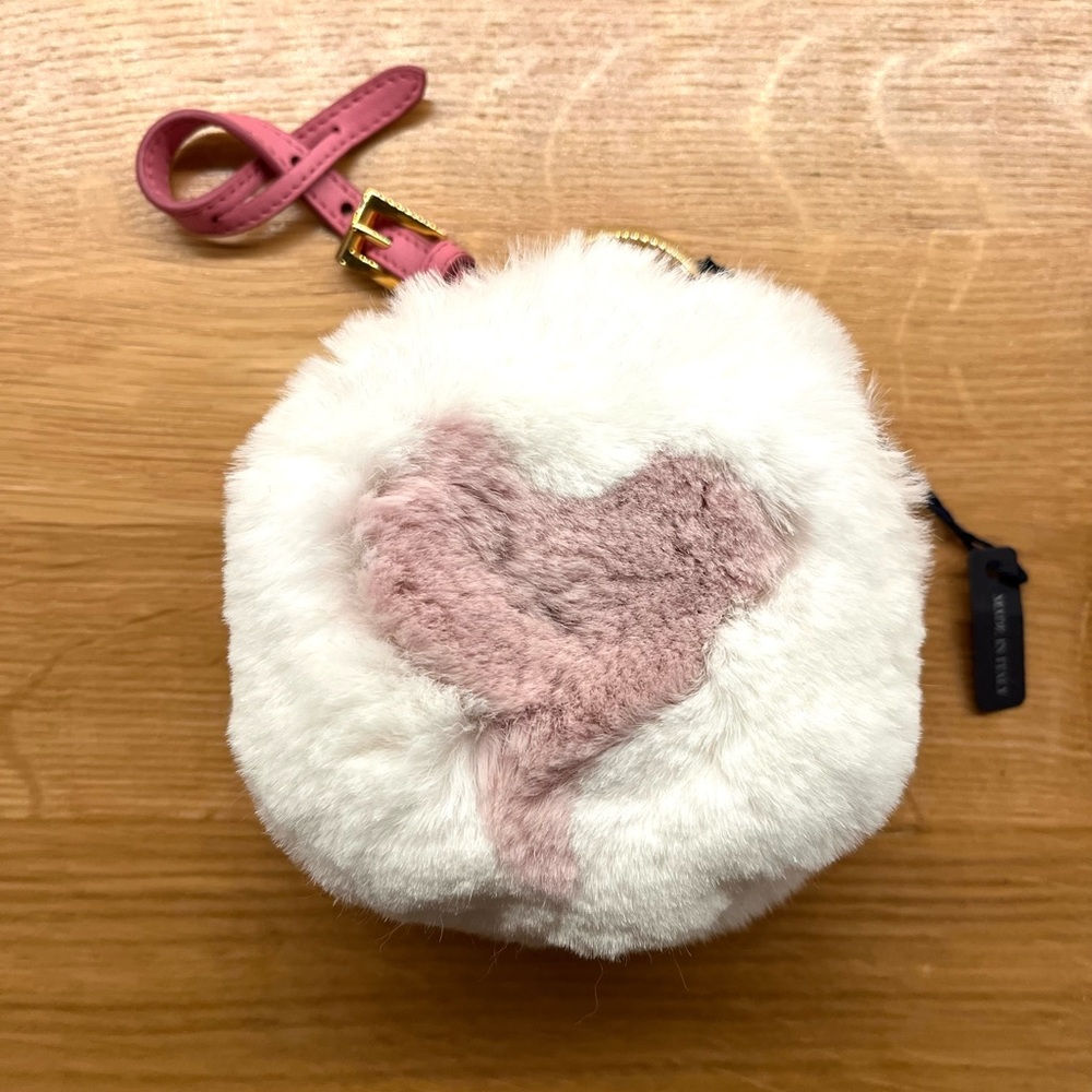 Prada fur heart bag charm/ coin purse